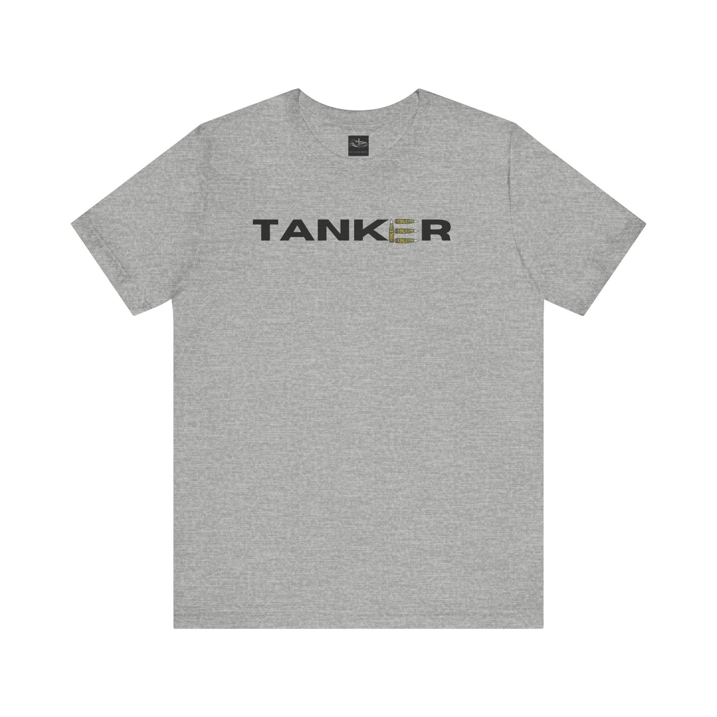 a athletic heather gray t-shirt with the word TANKER on it