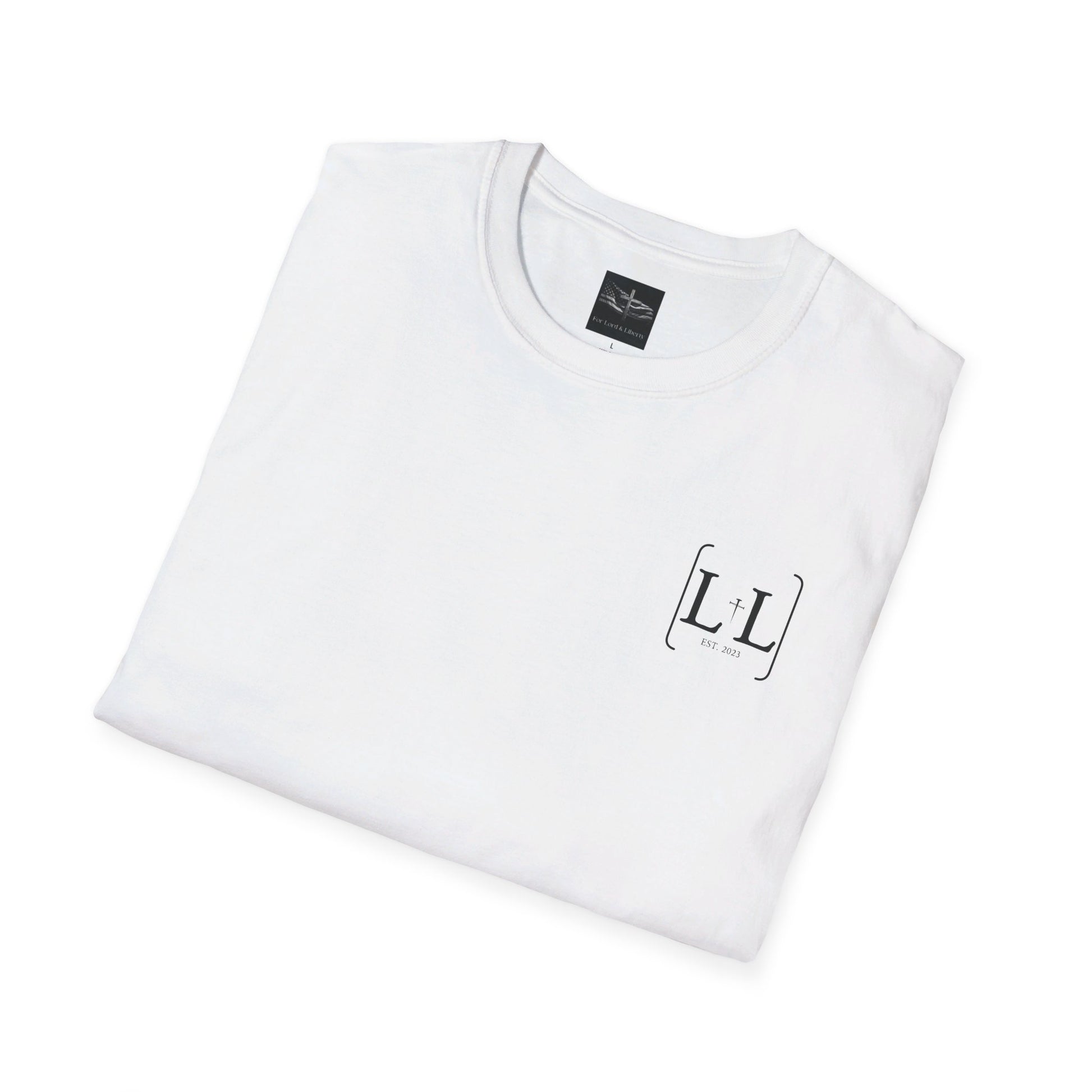 a white t-shirt with the for lord and liberty logo