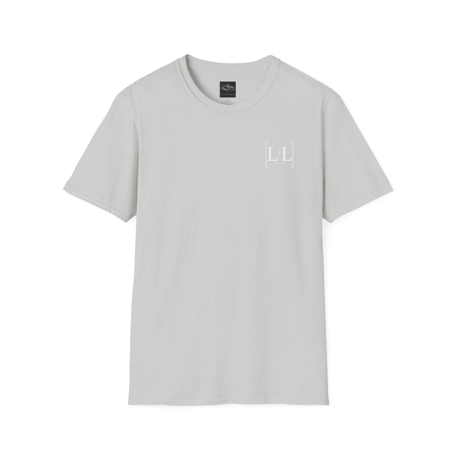 an ice grey t-shirt with the for lord and liberty logo