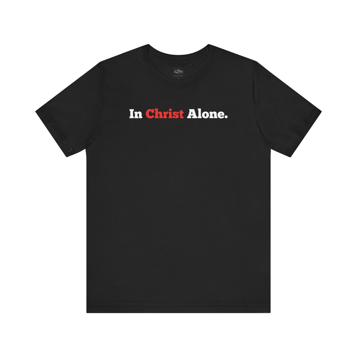 A black t-shirt with the words In Christ Alone