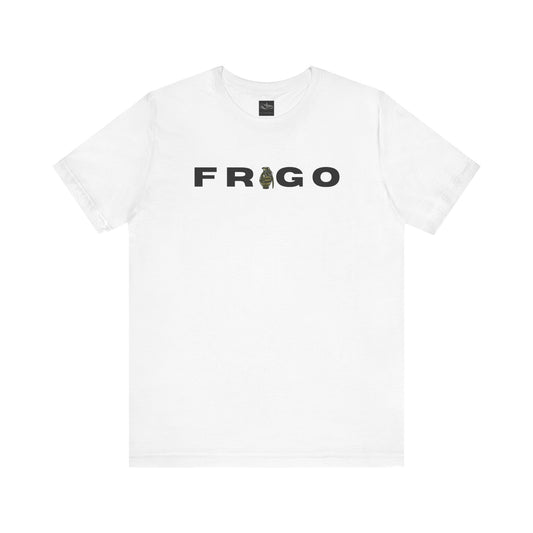 A white t-shirt with the word FRAGO