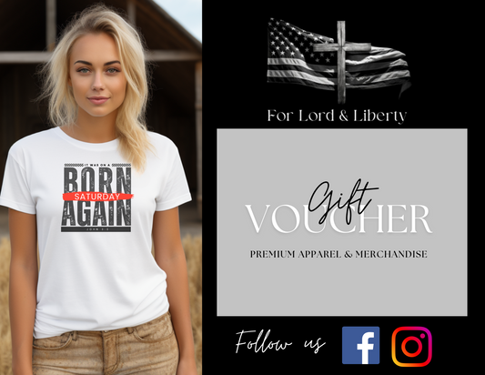 For Lord & Liberty Gift Voucher for premium apparel and merchandise